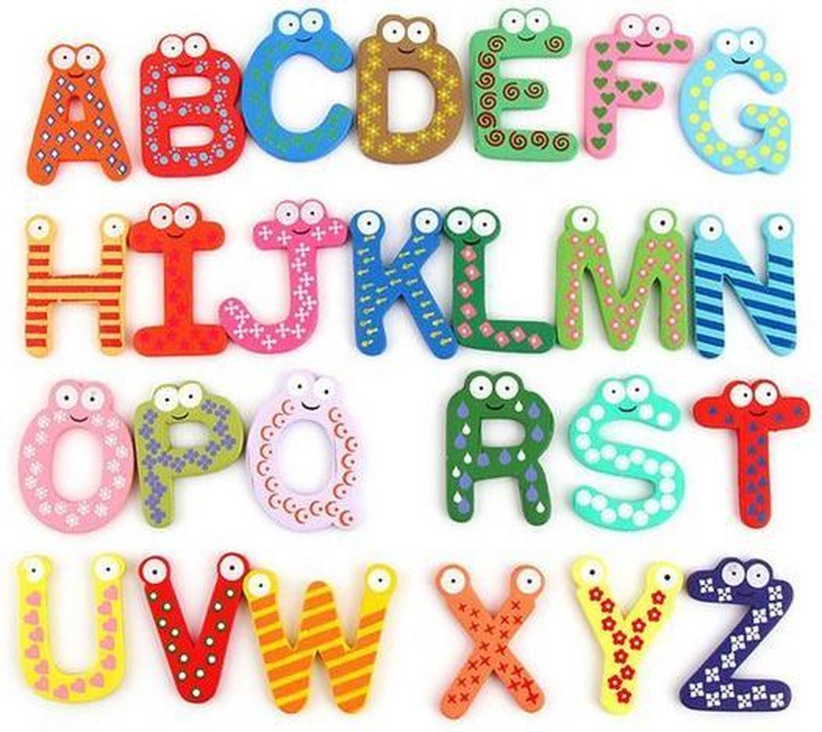 Magnetische houten letters / alfabet 26-delig