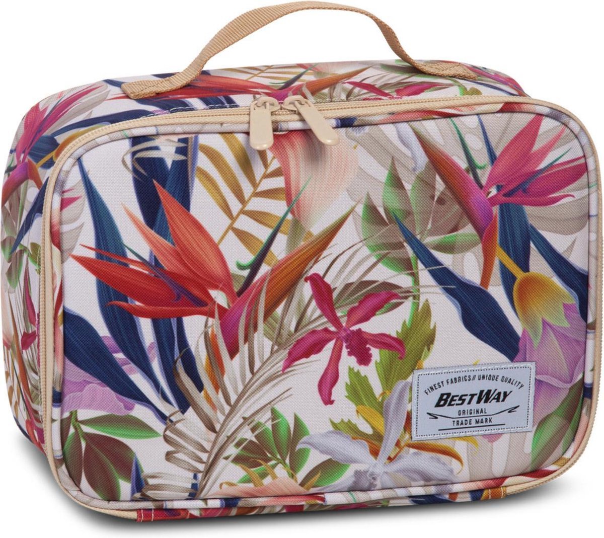Kleine koeltas voor lunch met bloemen print 25 x 18 x 10 cm 4 liter - Koeltassen