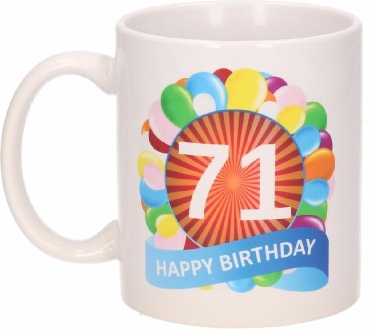 Verjaardag ballonnen mok / beker 71 jaar