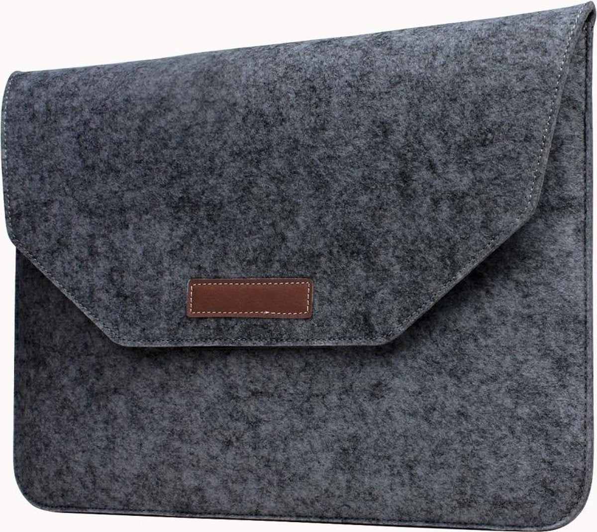 11 en 12 inch Premium Universele Laptop / Tablet Sleeve Hoes Case Vilt voor o.a. Macbook | Zwart / Grijs