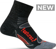 Feetures - Elite Merino Ultra Light Quarter - Zwart/Grijs - Hardloopsokken - Sportsokken - S - 34 t/m 37