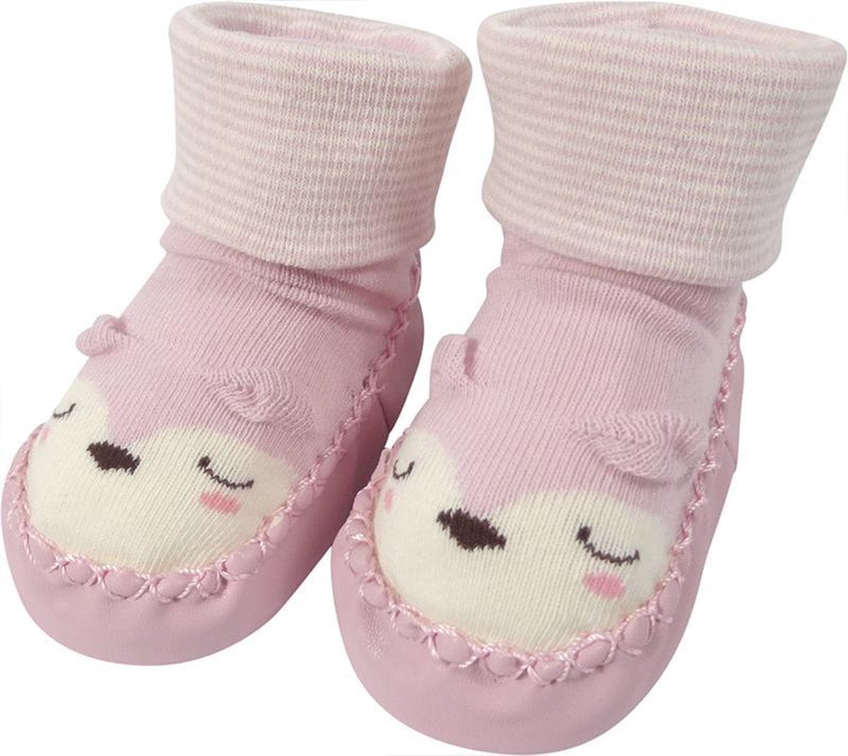 Babyslofjes Diertje Roze - Anti-slip - 9-12 maanden