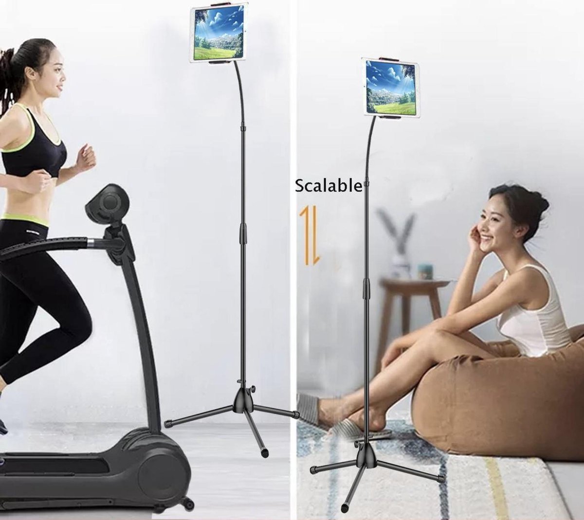 Universal Tablet Holder Floor Stand Voor Ipad 3.5-10.5 Inch 360 ° Roterende Intrekbare Telefoon Tablet Metalen Statief Stands