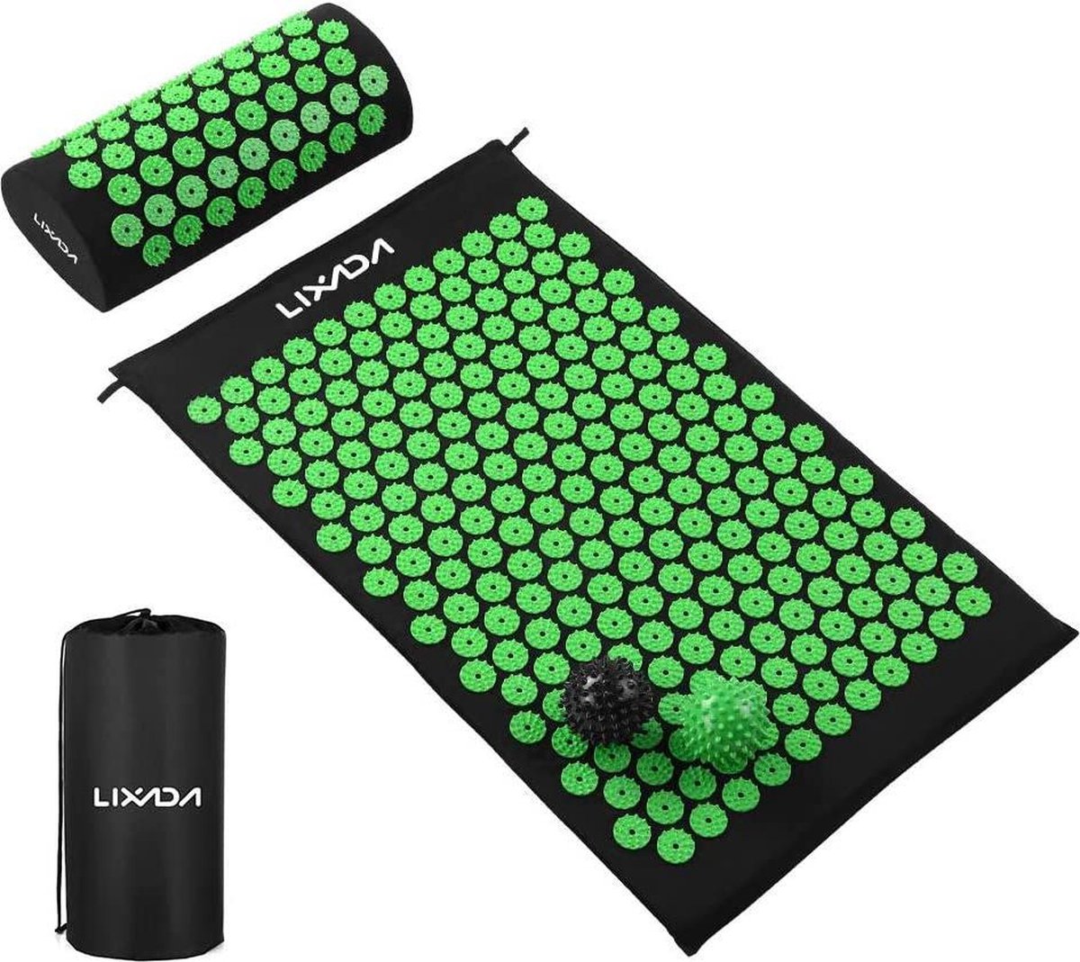 Lixada Acupressuur-set acupressuurmat met acupressuurkussen en 2 massageballen