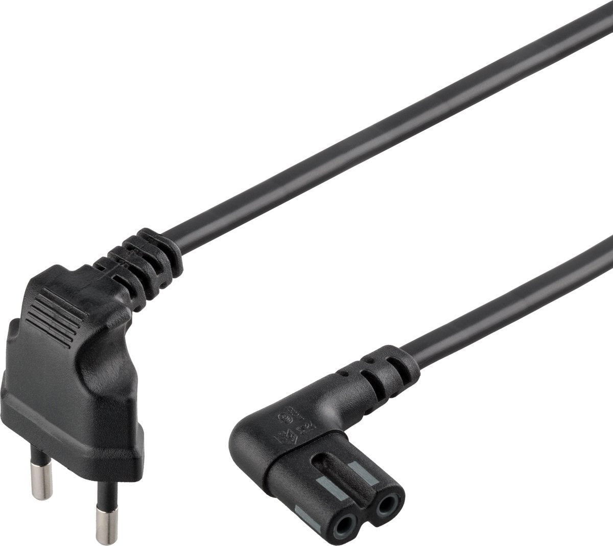 Voedingskabel | Eurostekker haaks - IEC-320-C7 links/rechts | 3