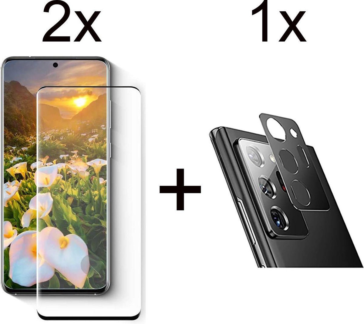 Beschermglas Samsung S21 Ultra screenprotector Full 2 stuks - Samsung Galaxy S21 Ultra screen protector camera lens - 1 stuk - Samsung Galaxy S21 Ultra screenprotector glas