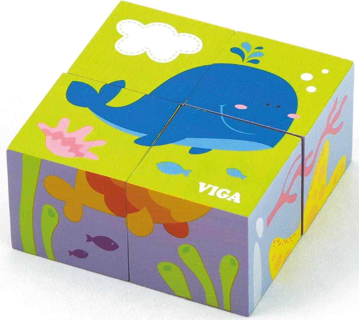Viga Toys Blokkenpuzzel Zeedieren Junior Hout 4-delig
