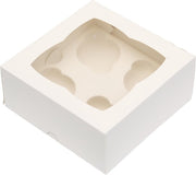 BrandNewCake Cupcake Doosje 4 Wit (incl. tray met venster) 3st.