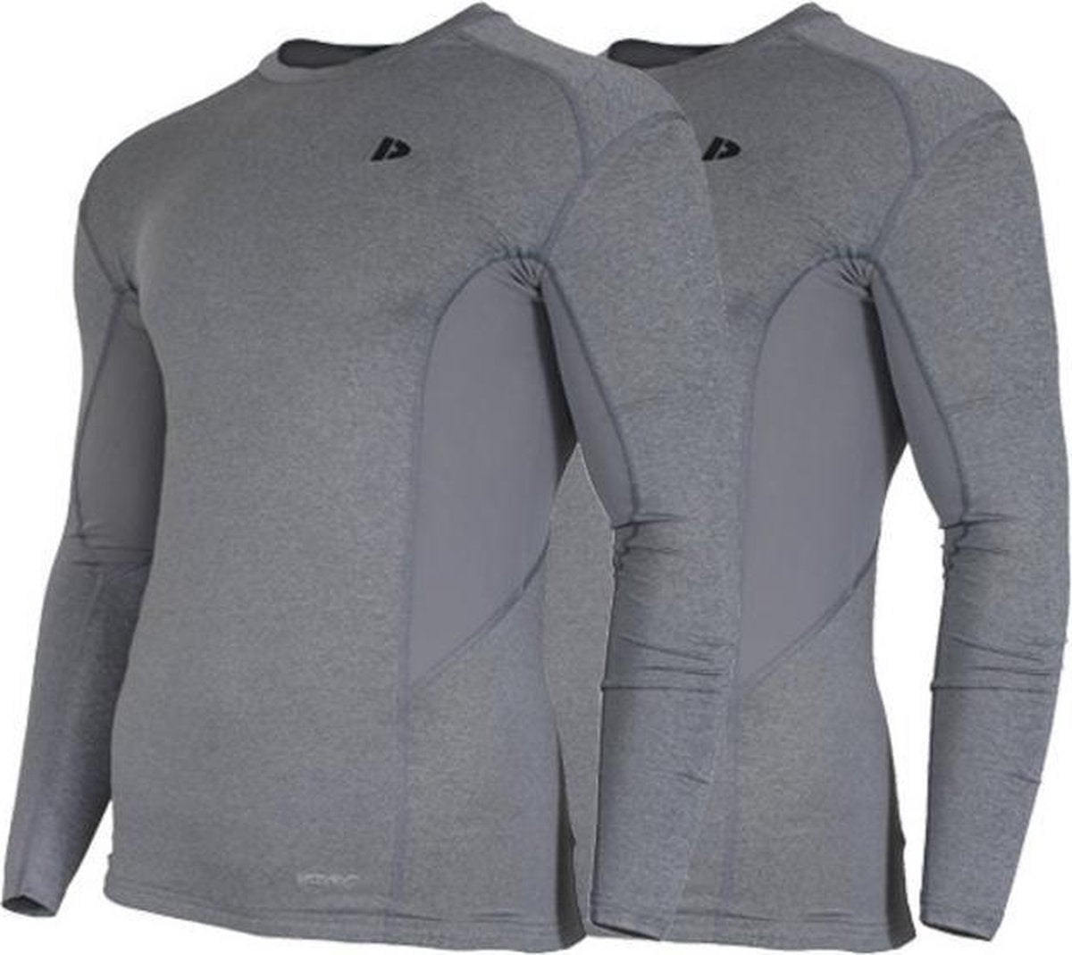 2-Pack Donnay compressie shirt Lange mouw - Baselayer - Heren - Maat L - Grijs gemêleerd