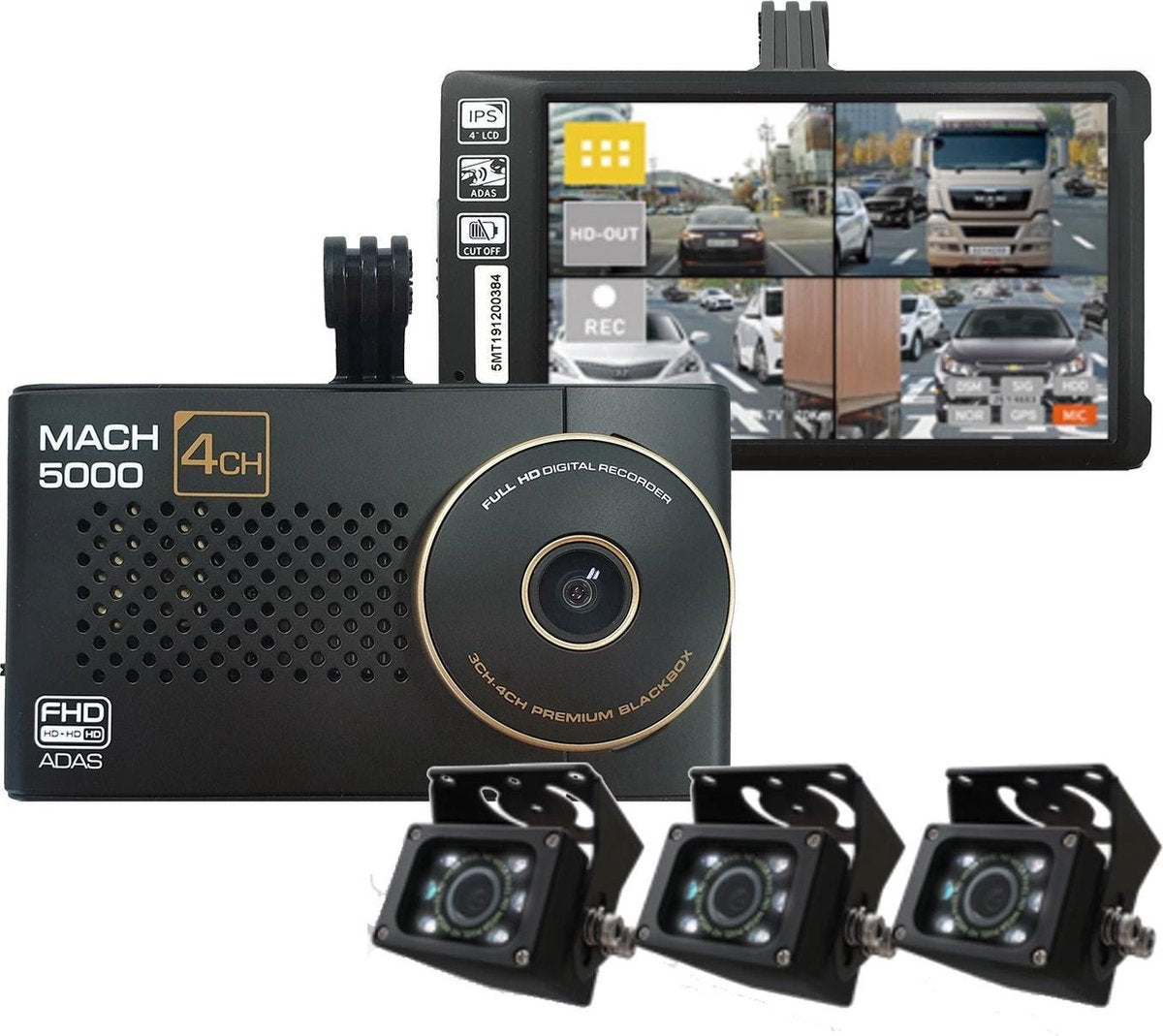 MACH Truck 5000 4CH FullHD 64gb vrachtwagen dashcam