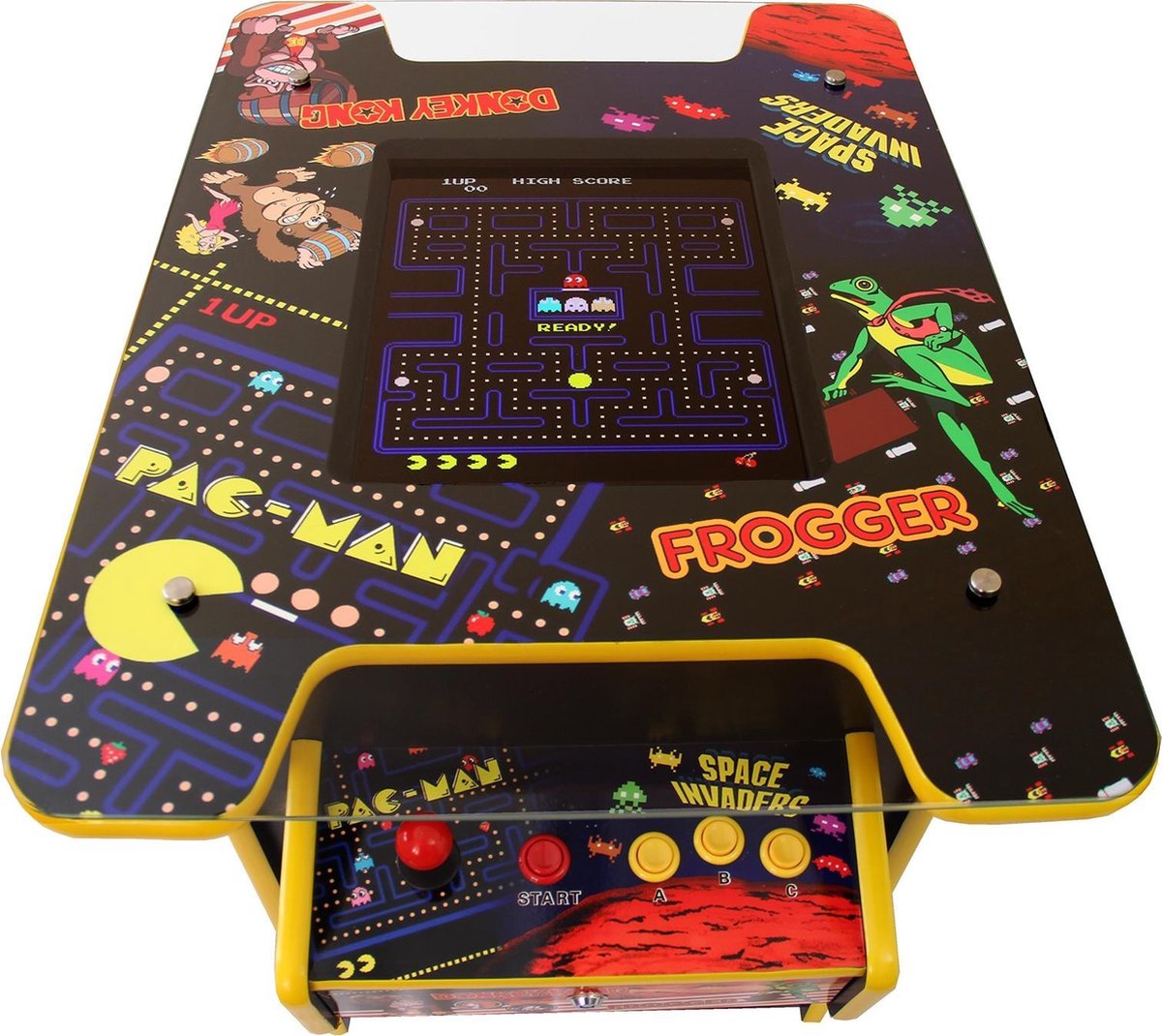 Retro Speelkast Machine - Cocktail Tafel Arcade- Spelletjes - 60 spellen - Spellen voor 1 en 2 spelers - Vrije speling instellen of muntsleuf activeren - 19-inch scherm - Gewicht: 50kg