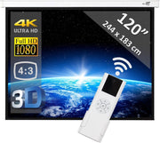 Elektrisch projectiescherm met afstandsbediening - 120" (3m05) - 244 x 183 cm - 4:3 - beamer scherm
