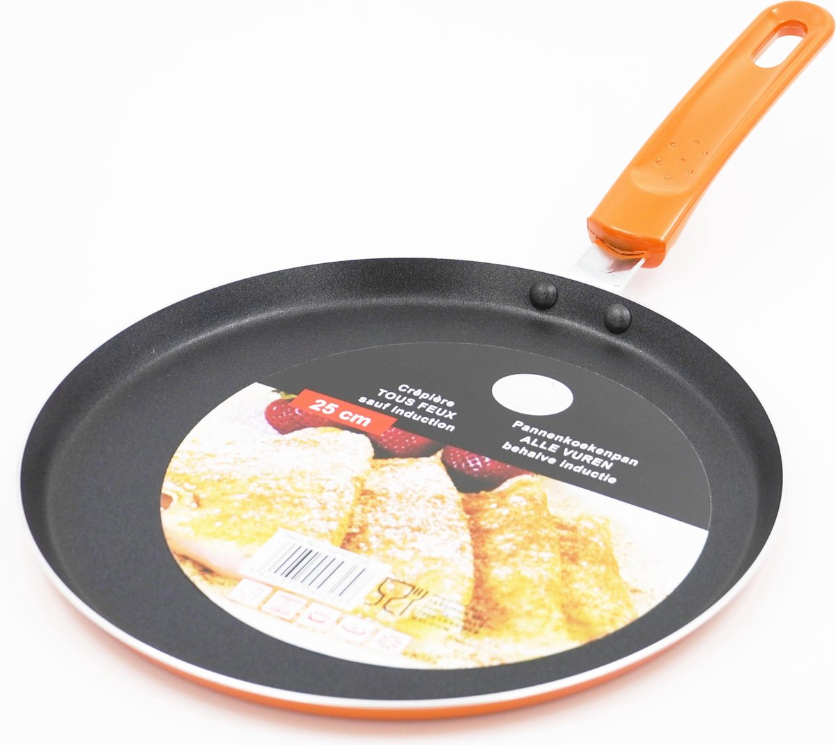 YILTEX – Pannenkoekenpan / Pannenkoekenpan Alle vuren + Inductie / Koekenpan / Koekenpan Alle vuren + Inductie – Ø25cm - Oranje