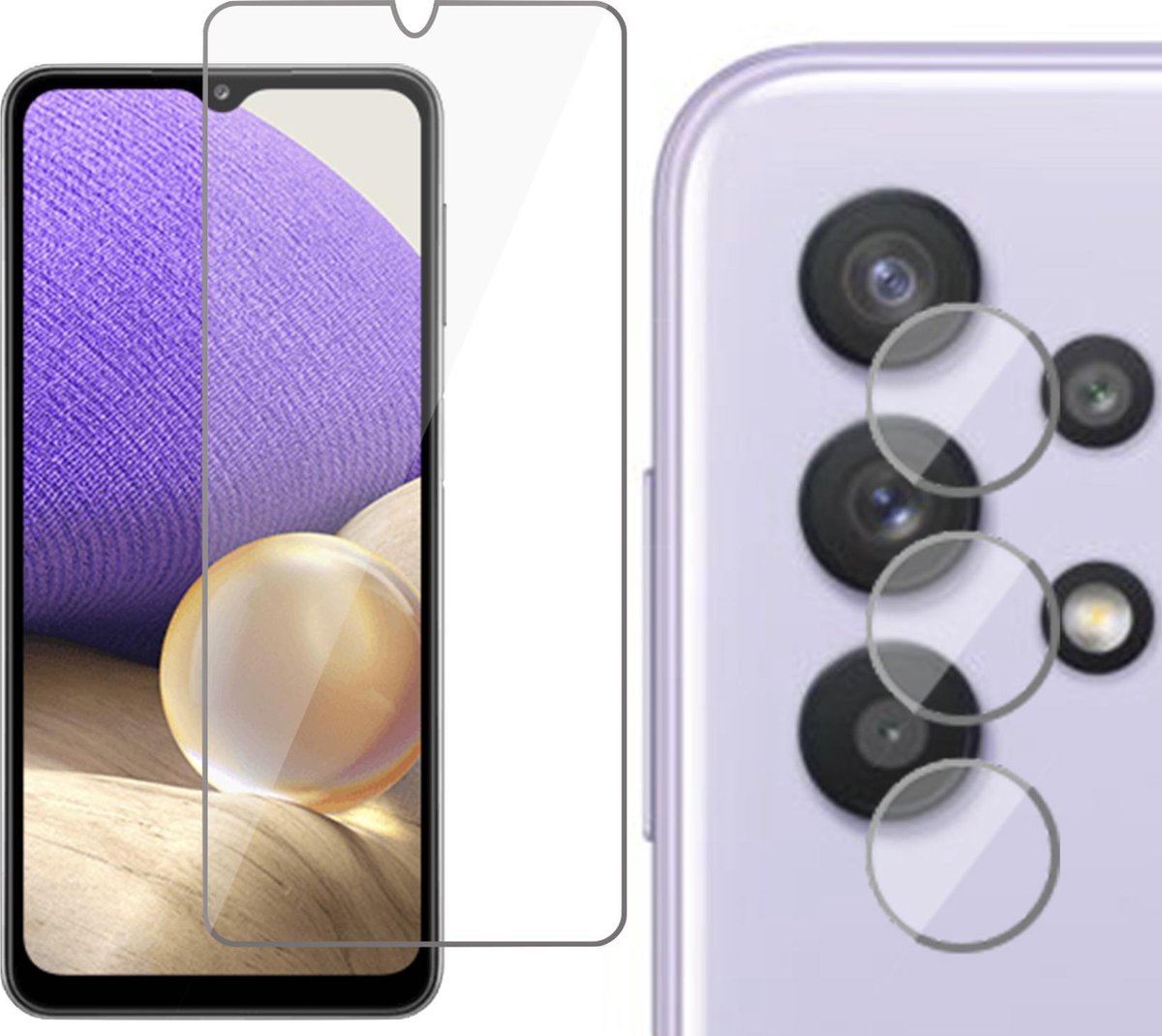 Beschermglas Samsung A32 Screenprotector - Samsung Galaxy A32 Screen Protector Glas en Samsung A32 Screenprotector Camera