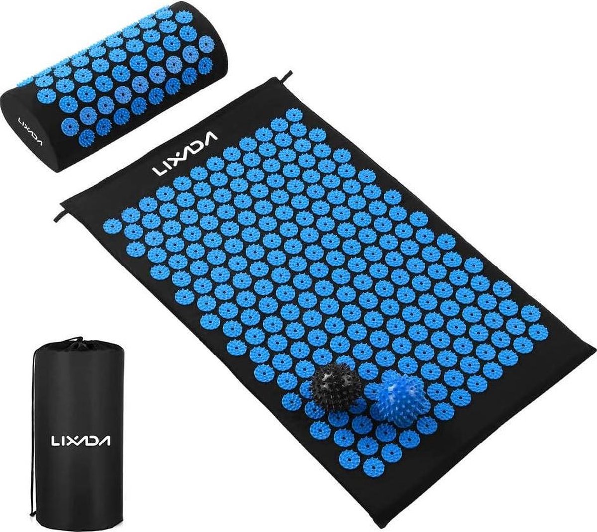 Lixada acupressuur-set acupressuurmat met hoofdkussen en 2 stuks massageballen
