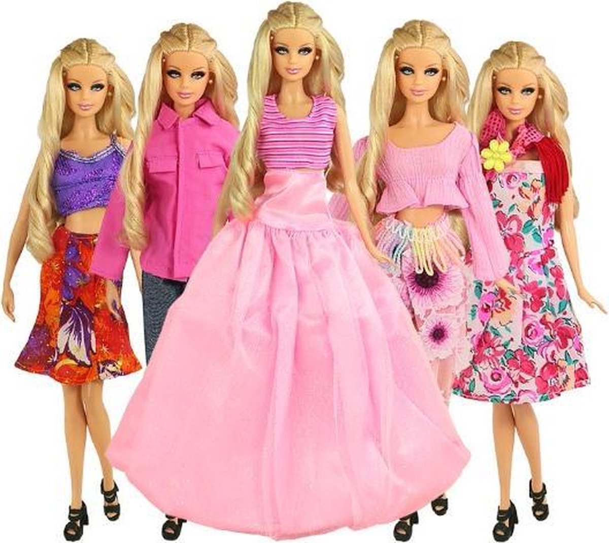 5 sets kleding voor modepoppen - jurken