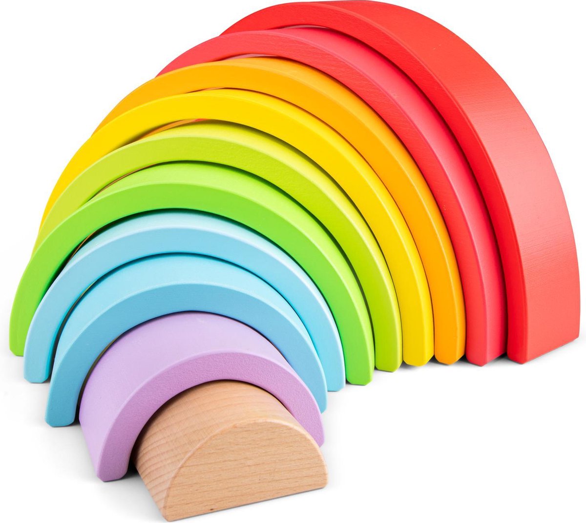 New Classic Toys Houten Regenboog Stapelaar - 10 onderdelen
