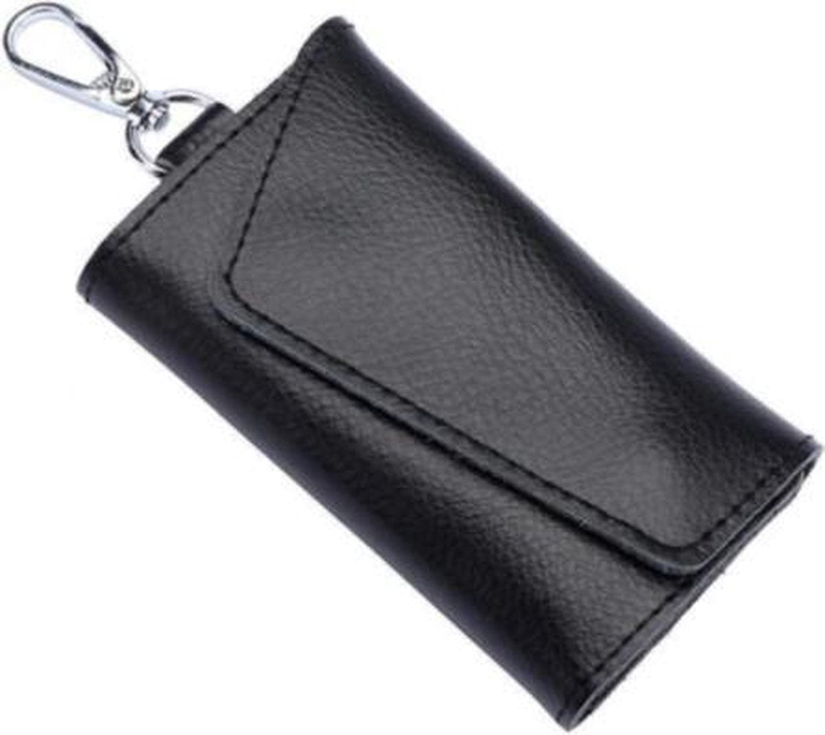 Multifunctionele Litchi textuur lederen sleutelhanger tas autosleutel tas (zwart)