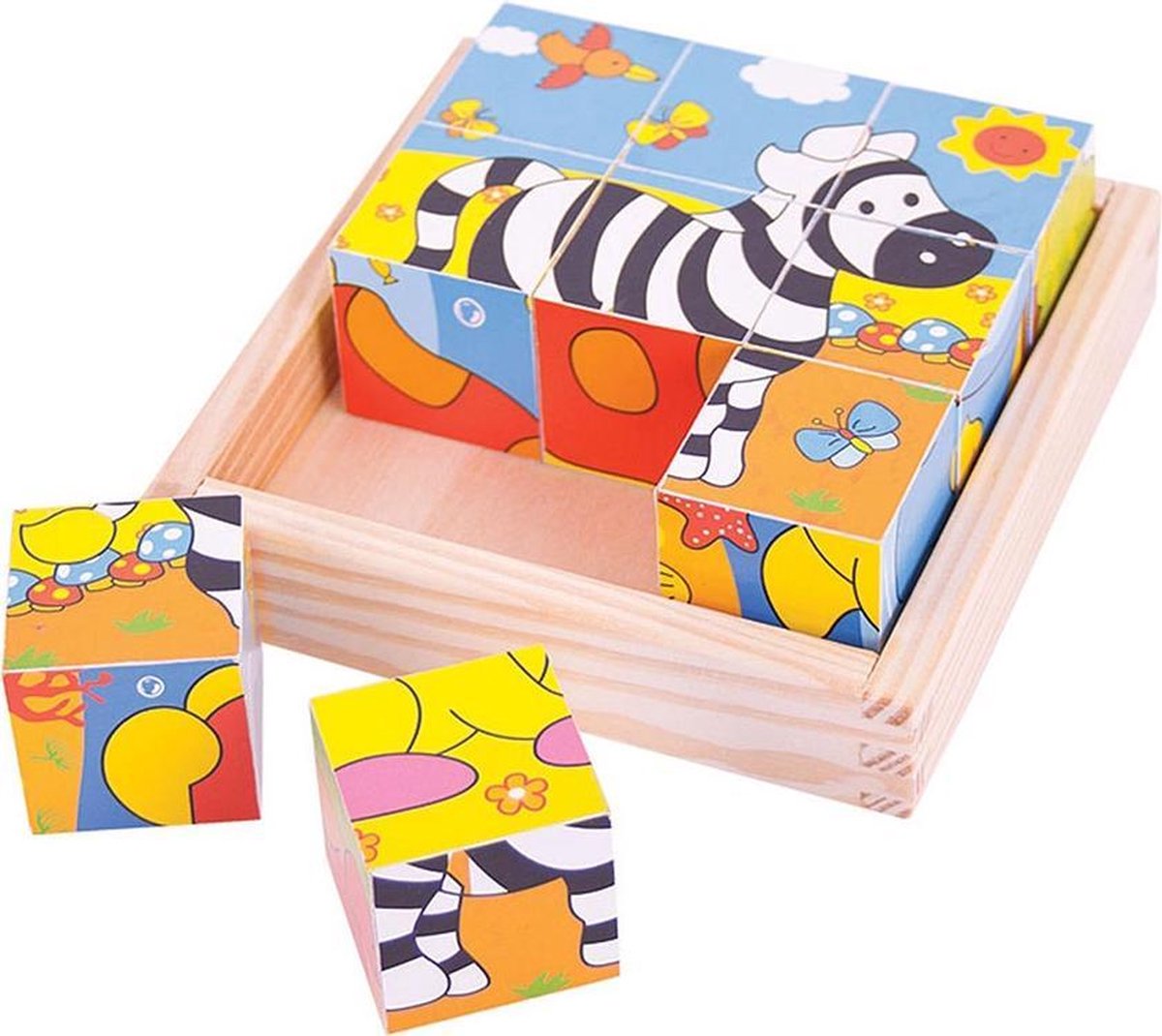 Bigjigs houten blokpuzzel safari