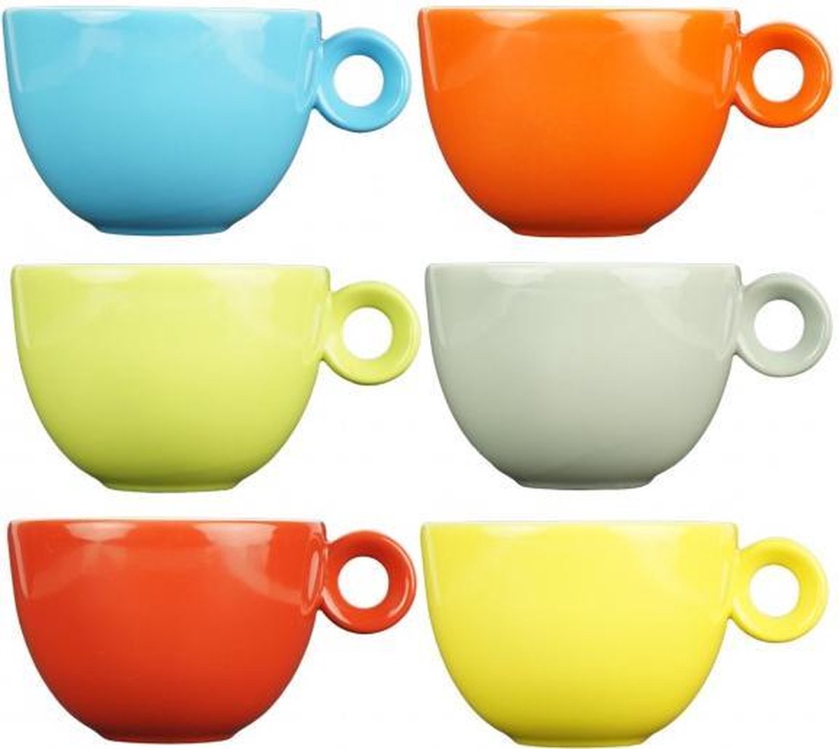 Cappuccinokopjes - 200ml - Mosterdman - 6 kopjes regenboog
