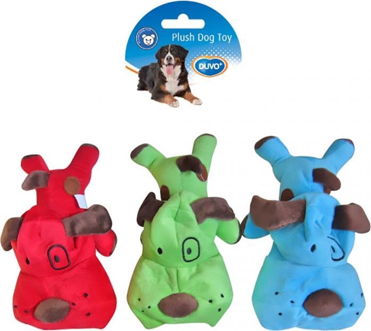 Duvo+ Plush dog tennisball catch Blauw/groen/rood 28x15cm