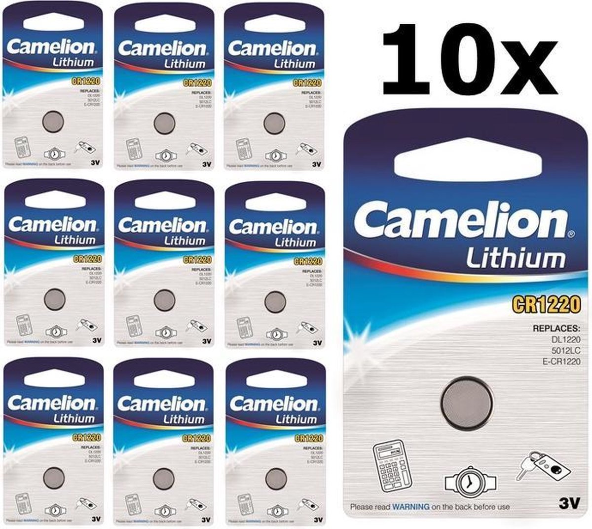 10 Stuks (10 Blister a 10st) Camelion CR1220 3V 40mAh lithium knoopcelbatterij