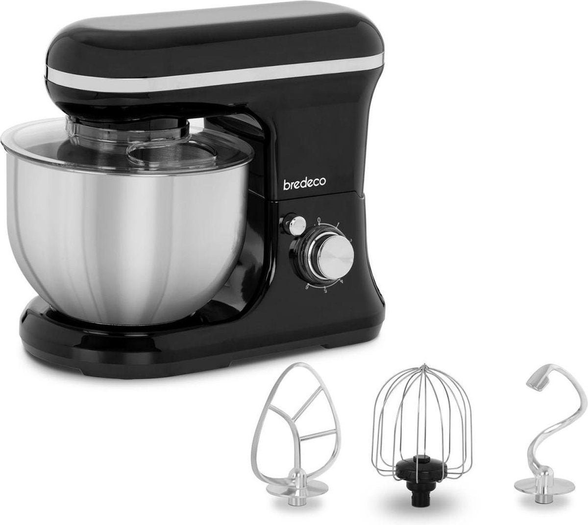 Bredeco Keukenmixer 1200 W - planetaire mixer - 5 L - zwart