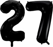 Folieballon 27 jaar zwart 86cm
