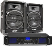 DJ geluidsinstallatie met Bluetooth - MAX8 DJ luidsprekers + Bluetooth versterker combinatie - 800W