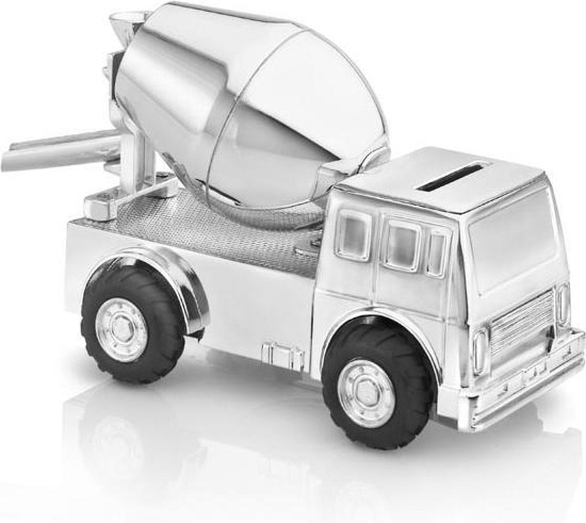 Zilverstad spaarpot cementwagen met NAAMGRAVURE