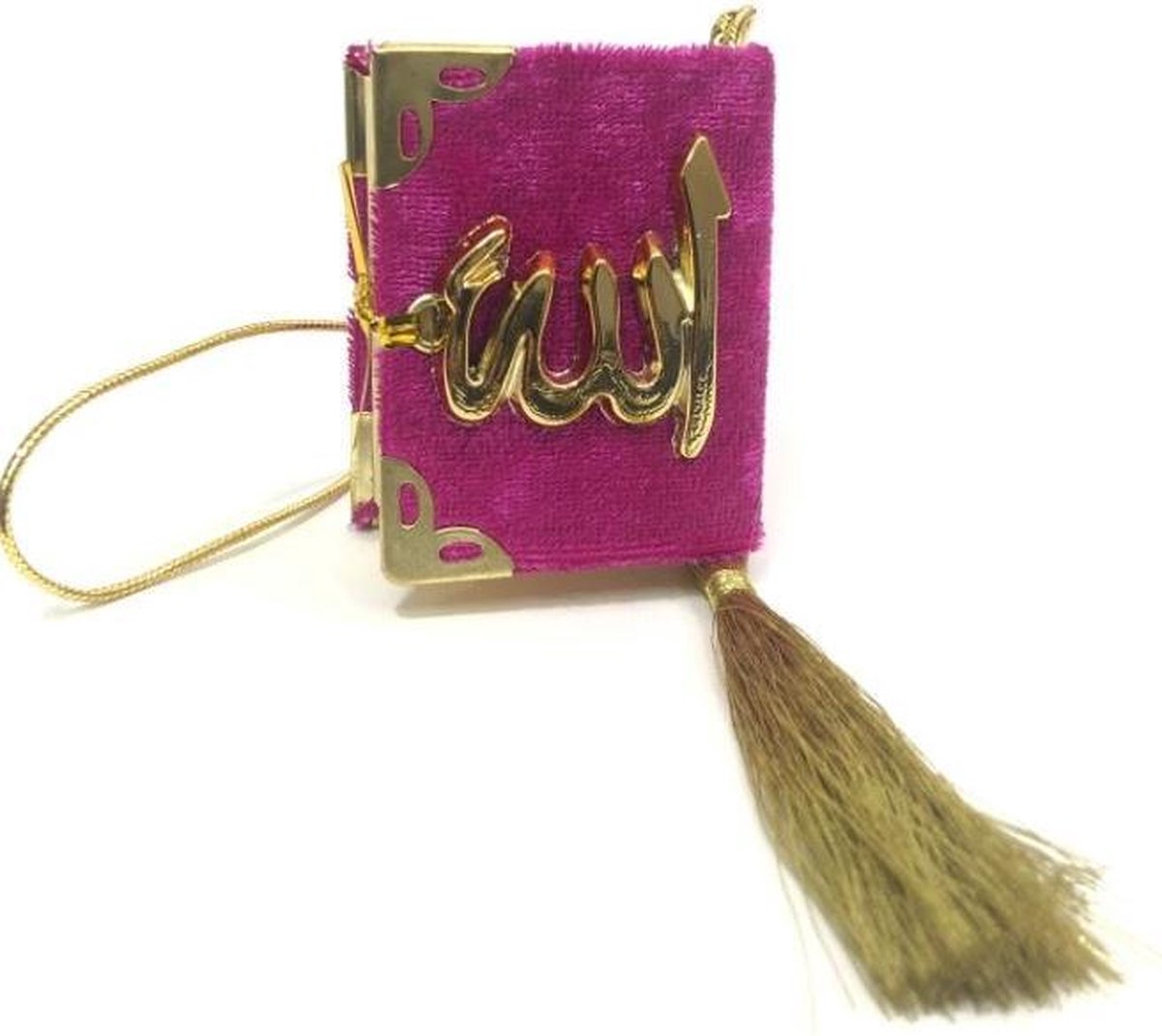 Fluwelen Koran voor auto Donkerroze Goud