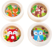 Set van 4 houten geduldspelletjes met balletjes en dieren print (uitdeelcadeau / hebbedingetje)