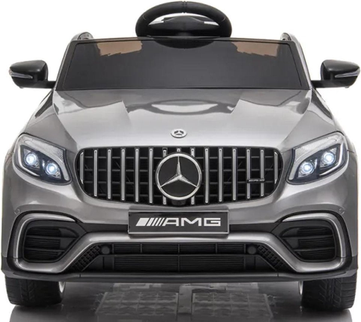Elektrische Kinderauto Mercedes Benz GLC 63 S Zilver 12V Met Afstandsbediening FULL OPTIONS