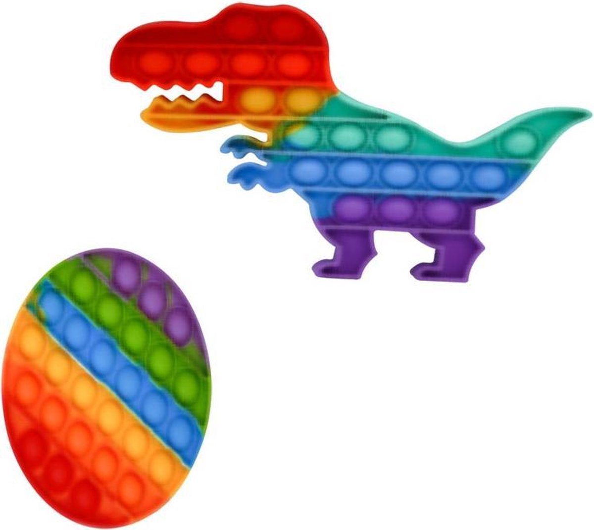 LOLA Pop It - Fidget Toys - Dino & Cirkel Popit Regenboog - Push Bubble - Anti Stress Angst Sensorisch Speelgoed - Perfect cadeau voor kinderen en volwassenen