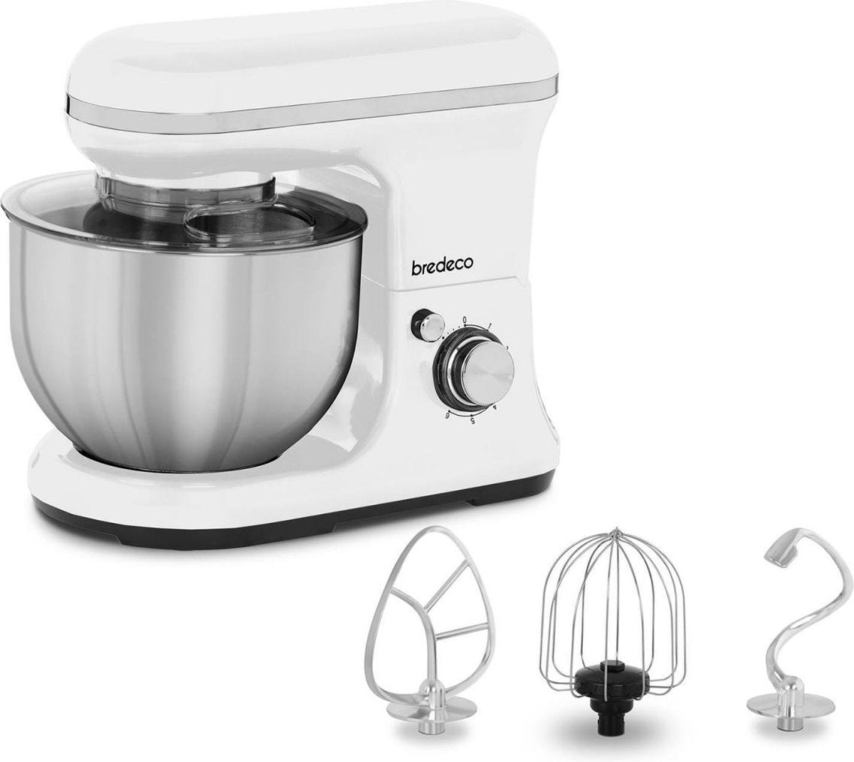 Bredeco Keukenmixer 1200 W - planetaire mixer - 5 L - Wit