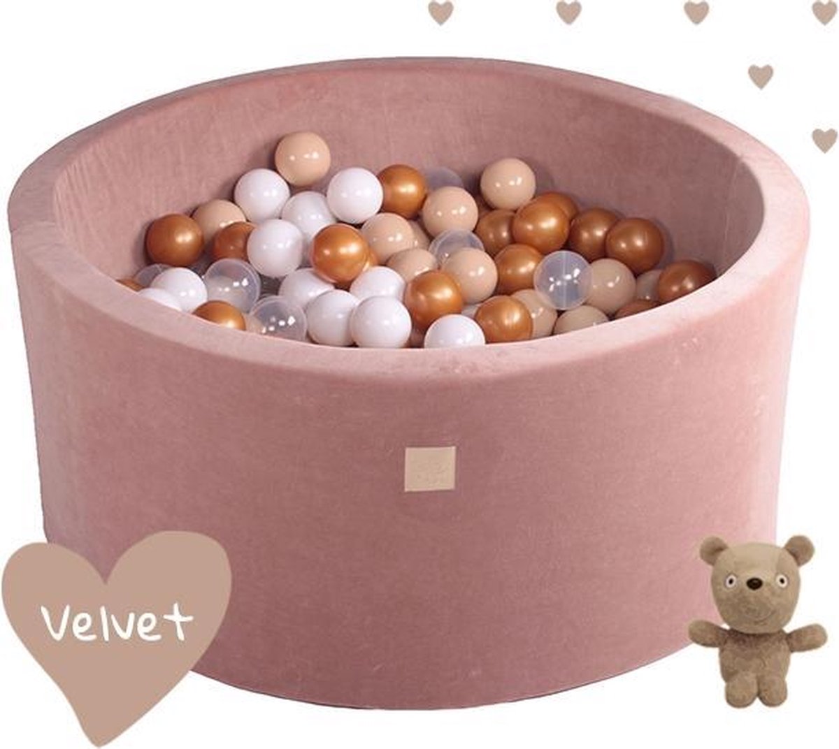 ballenbak XL Velvet SET Teddy Bear - 90x40 incl. 250 ballen