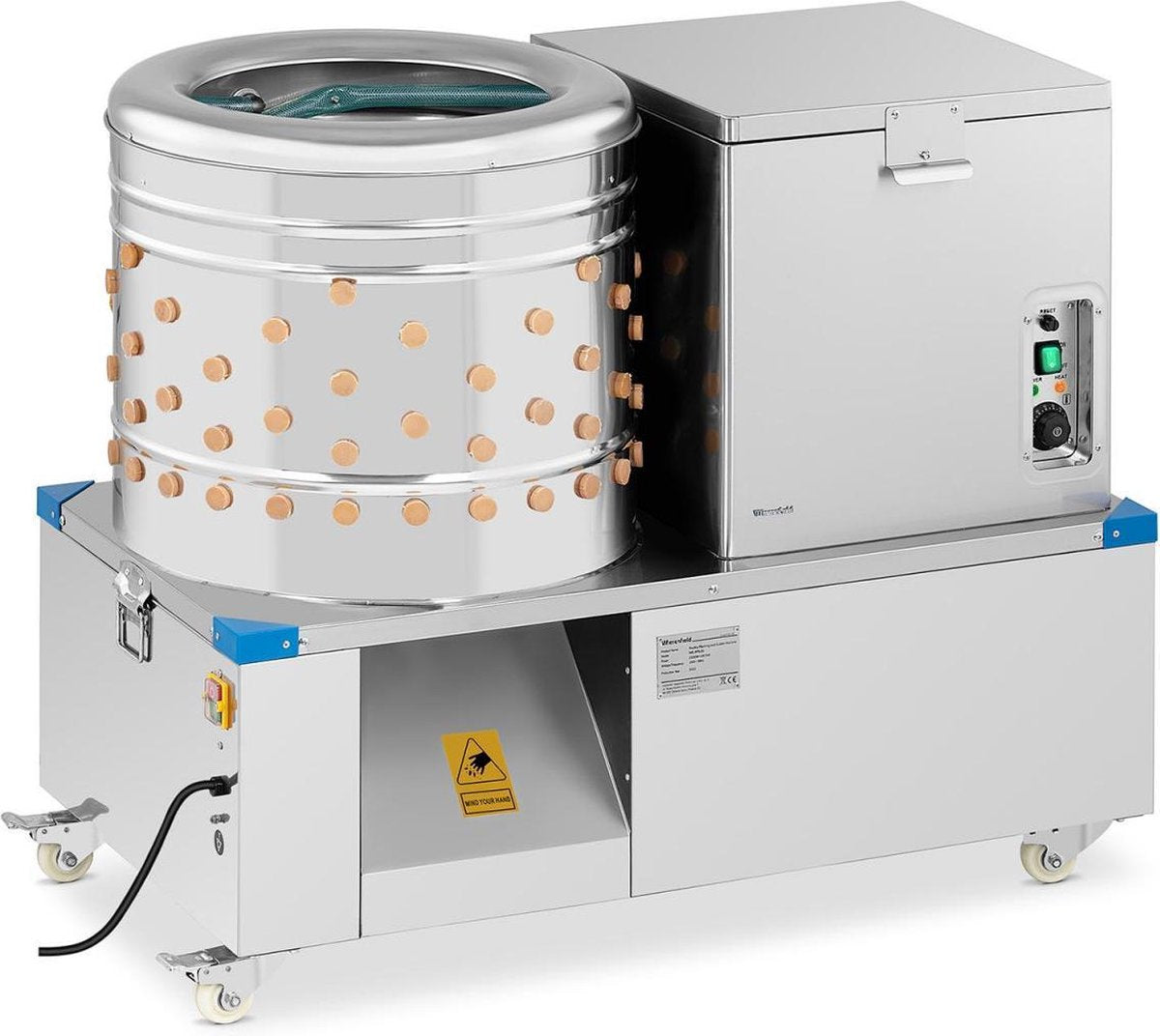 Wiesenfield 2-in-1 Plukmachine en broeiketel voor gevogelte - drum 60 cm - 5 - 6 kippen per minuut
