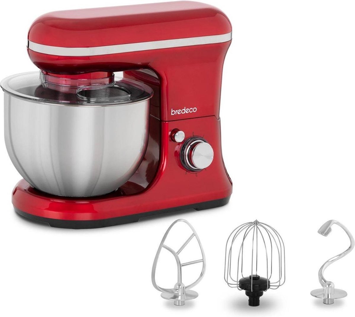 Bredeco Keukenmixer 1200 W - planetaire mixer - 5 L - rood