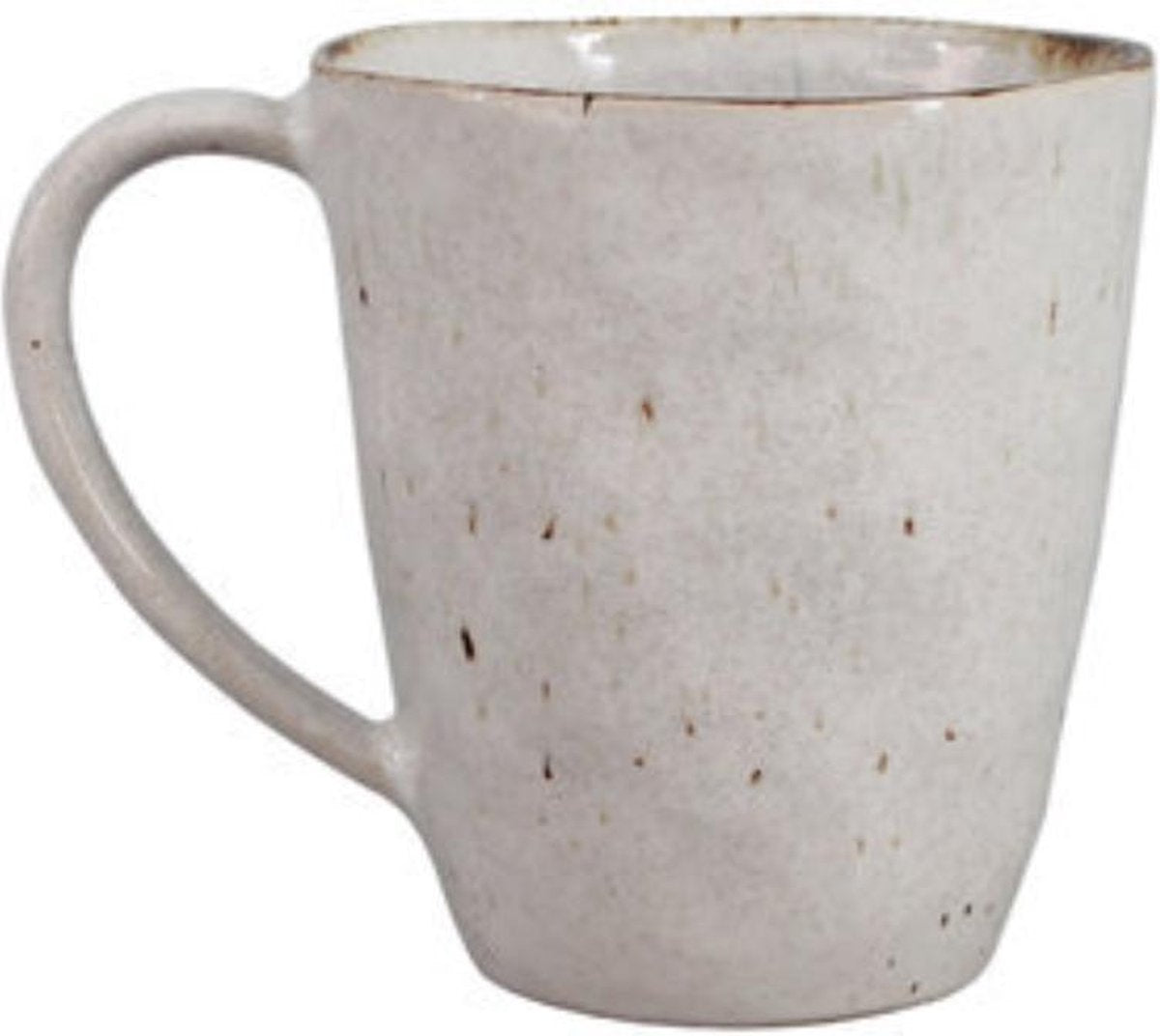 Kitchen trend - beker met oor - stone -  350 ml - creme - set van 6 - H 11 cm
