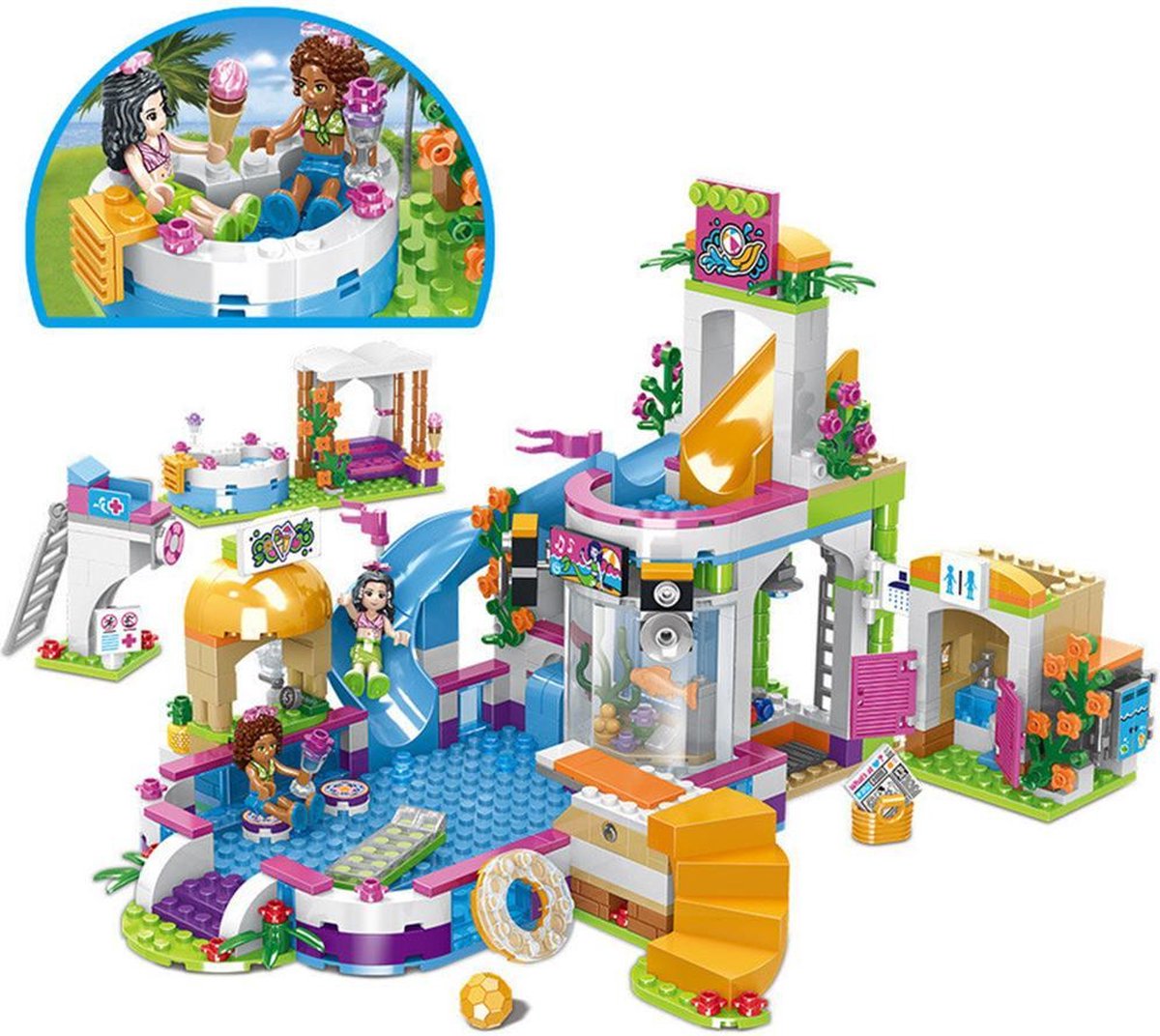 DW4Trading® Girls dreamhouse met zwembad en glijbaan 696 stuks Lego compatibel
