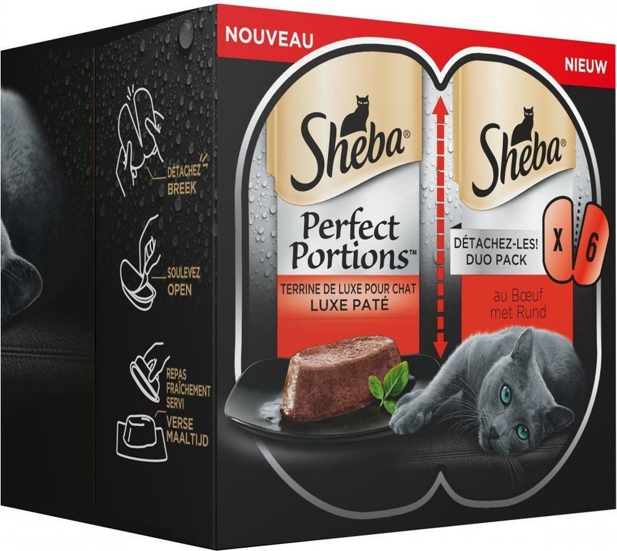 Sheba Perfect Portions - Luxe paté met rund - Kattenvoer - 48 porties
