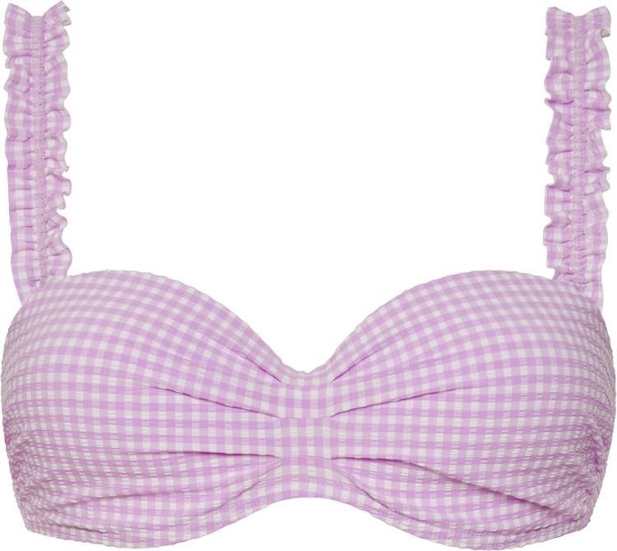 Beachlife Lilac Check Halter bikinitop met beugel Dames - Maat 36E