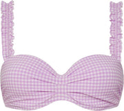 Beachlife Lilac Check Halter bikinitop met beugel Dames - Maat 36E