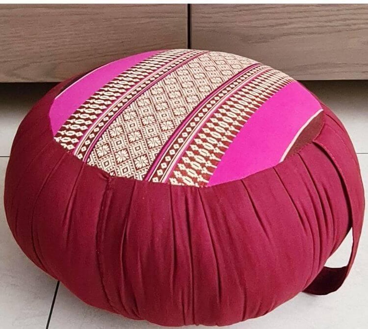 Zafu kussen – Yogakussen - Meditatie kussen – Rond meditatiekussen – Thais kussen – Kapok - 40x40x18 cm  - Roze