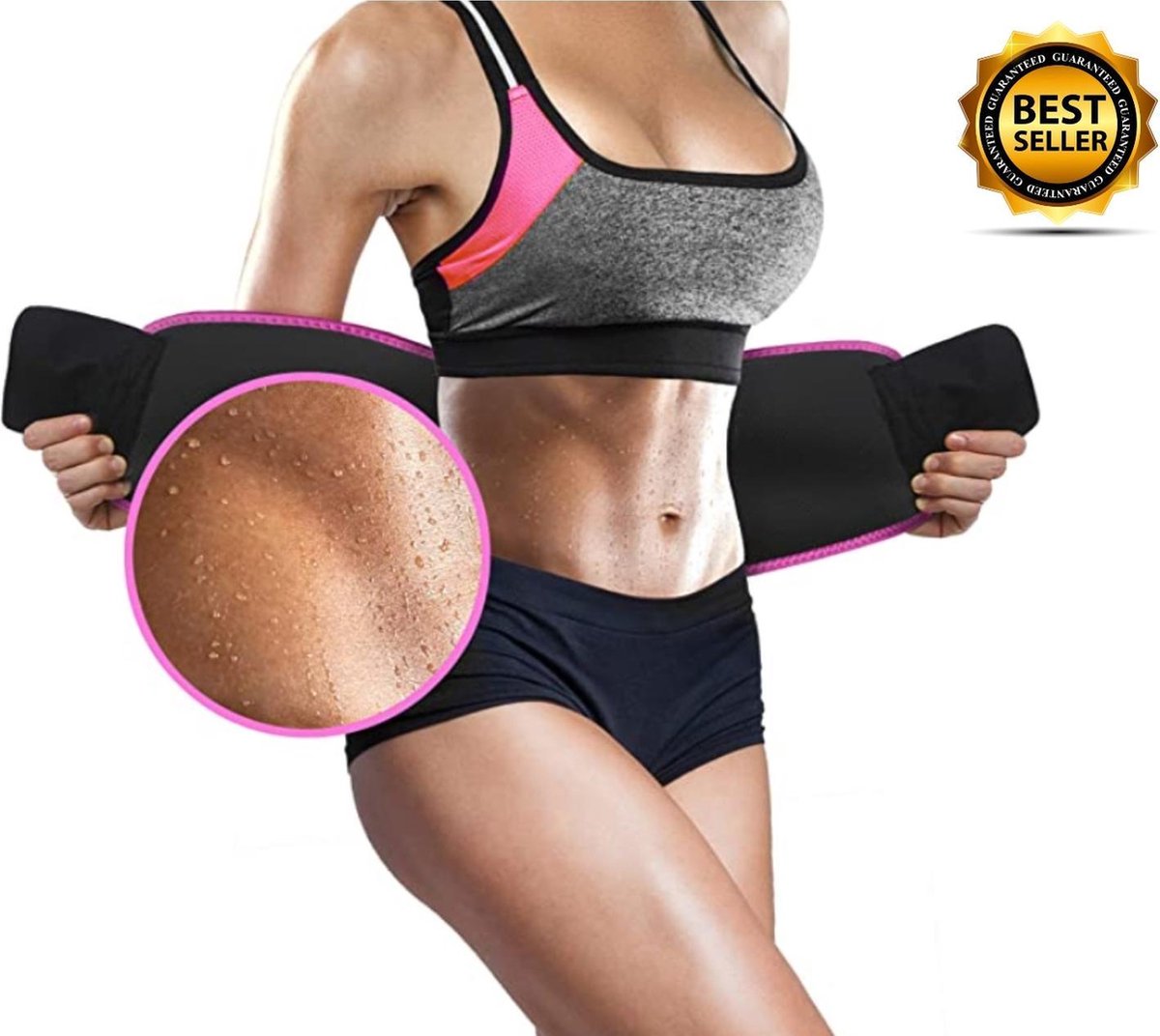 Sauna Band  Afslank Gordel Band 2.0 – Buik trainer – Sauna Belt – Doeltreffend Vermageren – Afvalband – Fitness Steunband – Zweetband – Thermische slimming – Vermager - Zwart