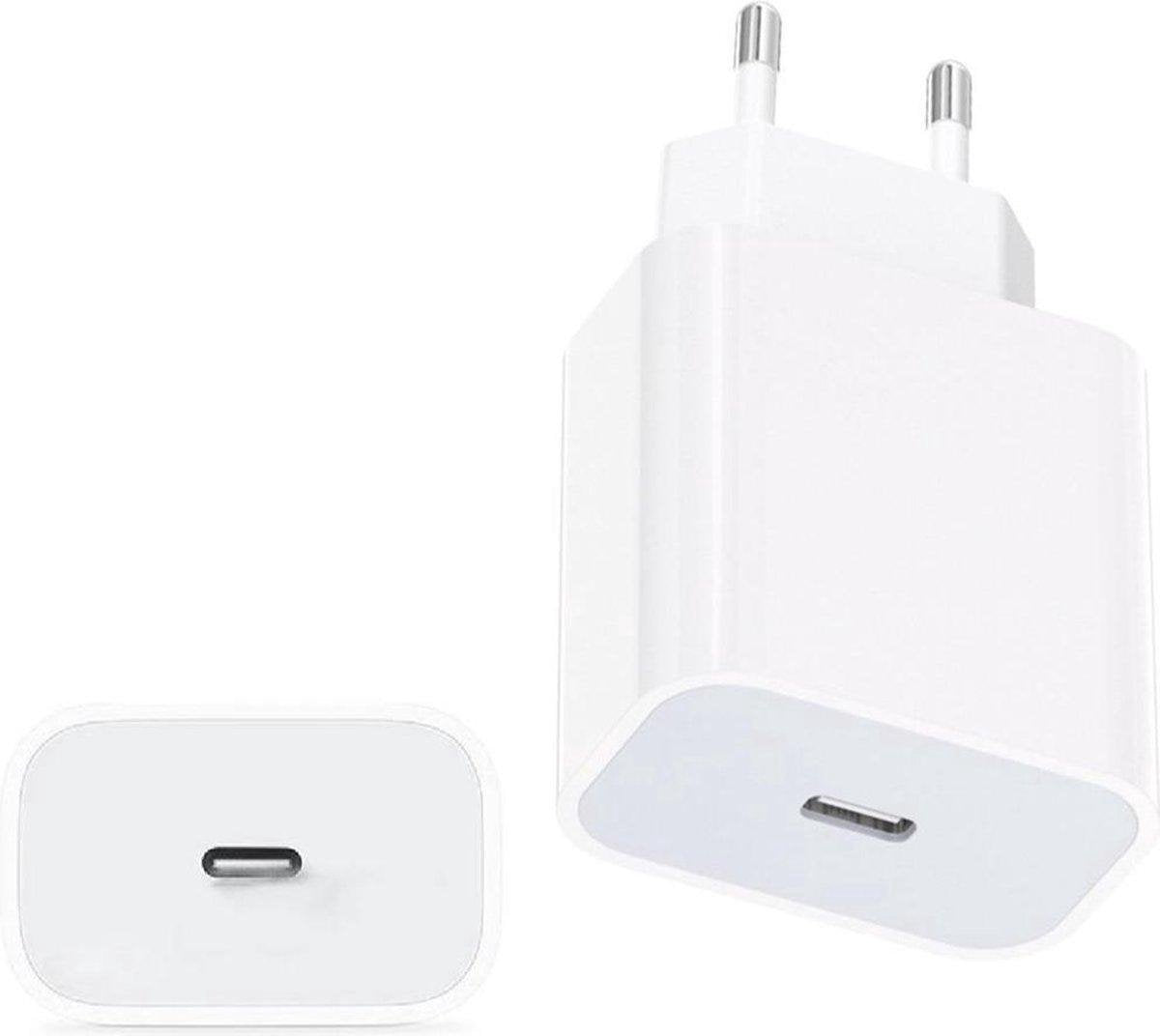 20W USB-C Power oplader - Wit - Oplaadstekker - Geschikt voor Apple iPhone 12 - Apple iPad - USB-C Apple Lightning | Snellader iPhone 12 / 11 / X / iPad / 12 Pro Max / iPhone 12 Pro | USB C lader | Fast charging