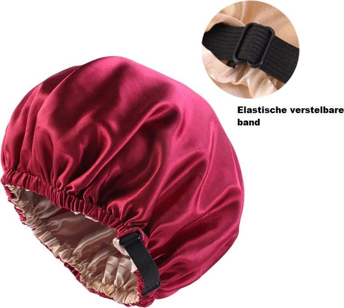 Cabantis Bonnet-Slaapmuts| Polyester & Satijn|Satijn Geweven|Hoofddeksel|Unisex|Verstelbaar-systeem|Bordeaux-Rood