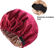 Cabantis Bonnet-Slaapmuts| Polyester & Satijn|Satijn Geweven|Hoofddeksel|Unisex|Verstelbaar-systeem|Bordeaux-Rood