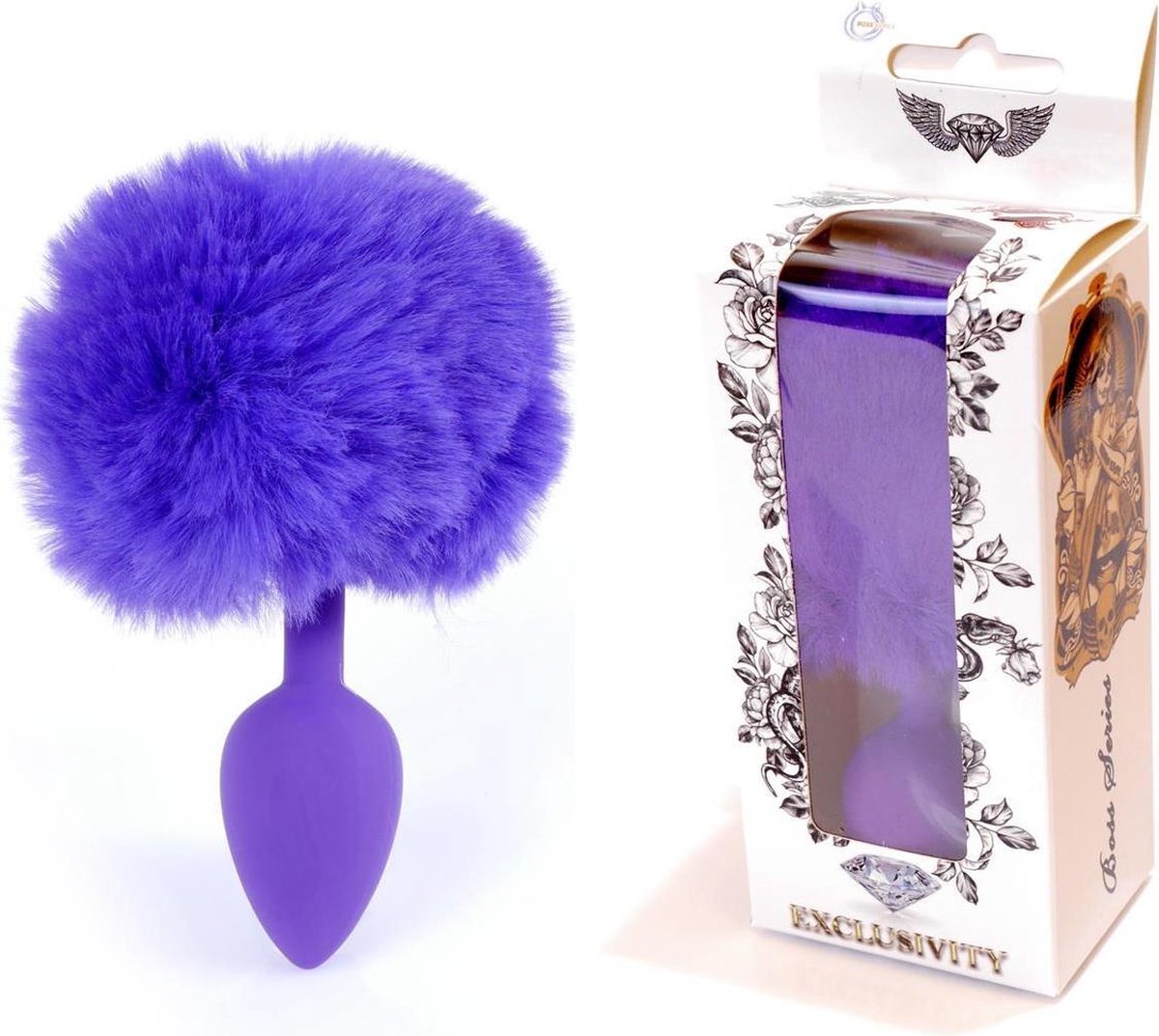 Bossoftoys - Purple Silicone Anal Plug With Bunny Tail Purple - Length 6