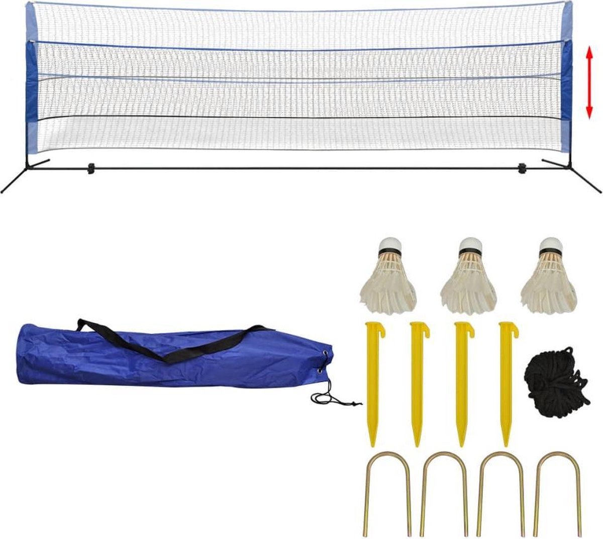 vidaXL Badminton net met shuttles 500x155 cm